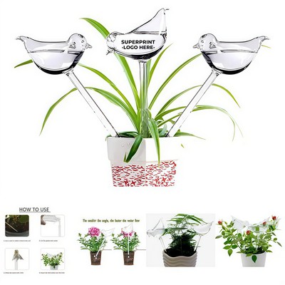 Hand Blown Glass Bird-Shaped Self-Watering Plant Globe