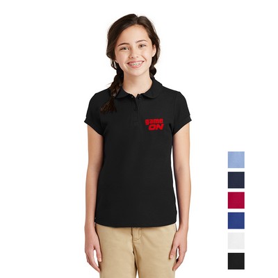 Port Authority® Girls Silk Touch Peter Pan Collar Embroidered Polo