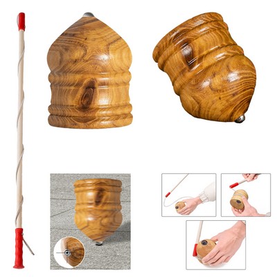 Traditional Wooden Whipping Top Set